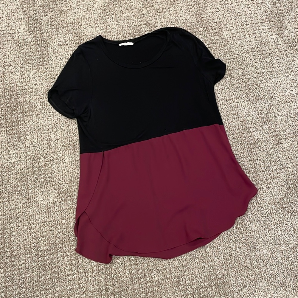 Black and maroon top